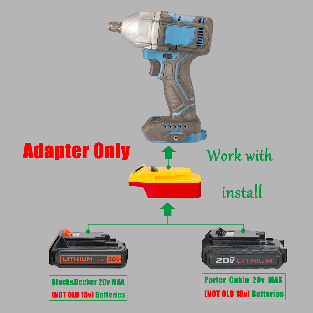 1x Adapter Porter Cable,Black and Decker 20v Battery To Hercules 20v Tools