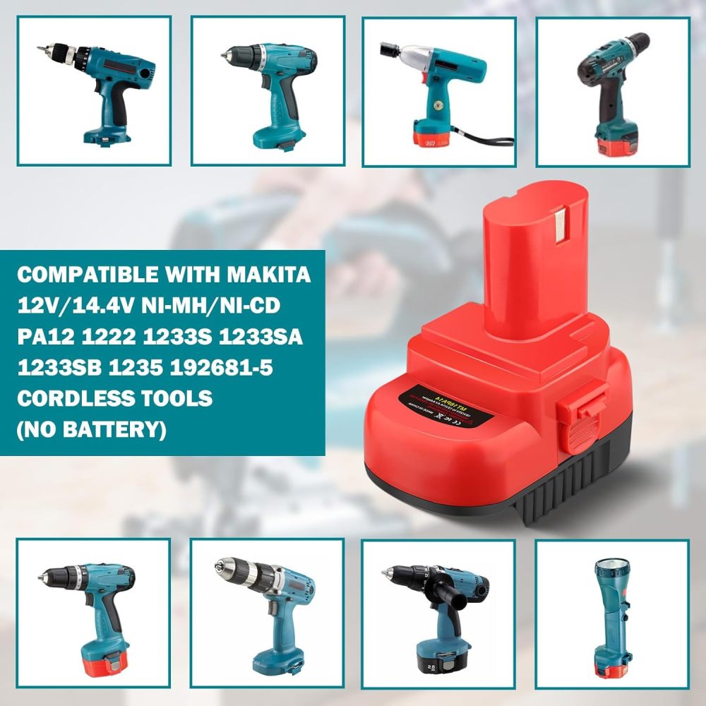 1x Adapter Upgrade Milwaukee M12 Tools to Milwaukee M18 / DeWalt 20V Battery