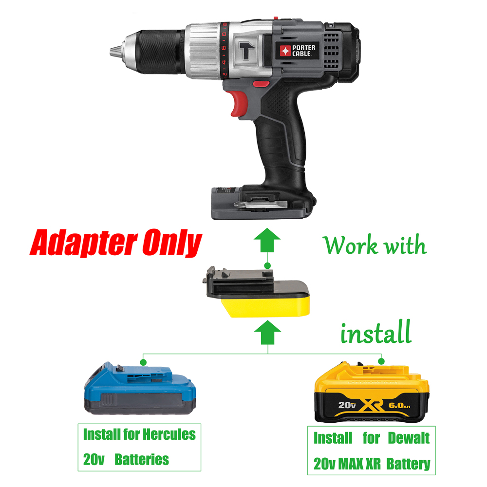 1X Adapter Hercules 20v & DeWalt 20v MAX  XR Battery To  Porter Cable Old 18v Tools
