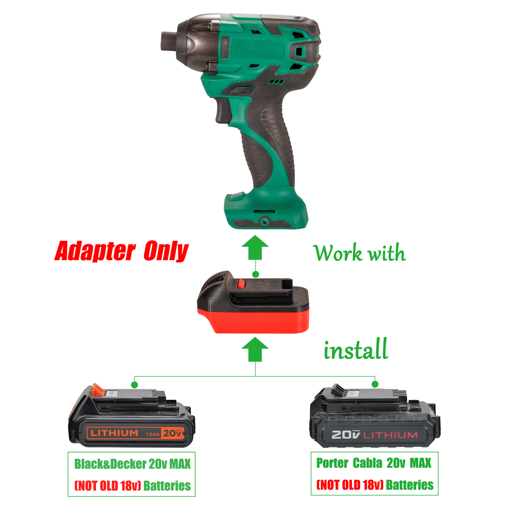 1x Adapter Masterforce 20V Tools to Use Porter Cable / Black & Decker 20V Batteries