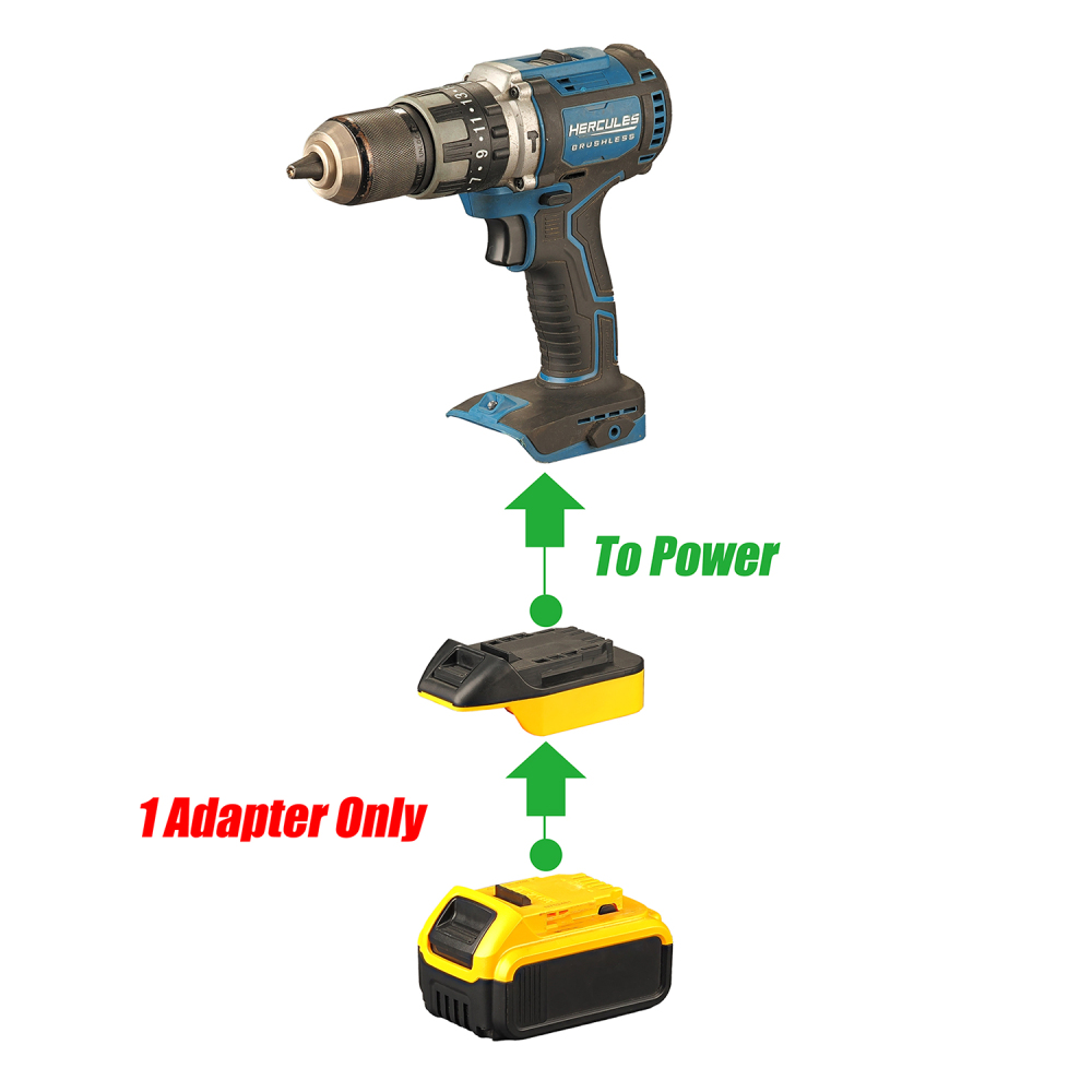 1 Adapter for DeWalt 20v Batteries to Power Hercules 20v Tools - No Charging Function, Adapter Only, Battery and Tool Not Included