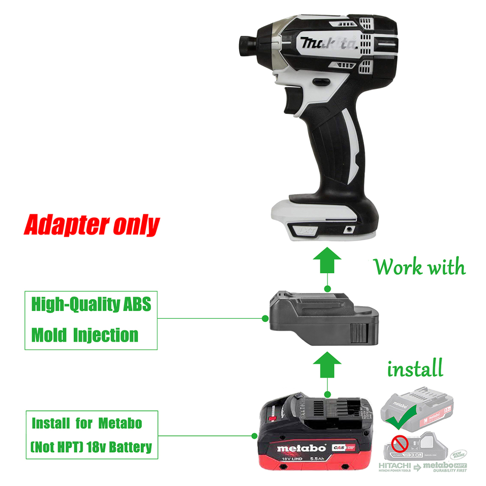 1 Adapter for Metabo (Not HPT) 18V Old 5-PIN Battery to Makita 18V Tools - Adapter Only