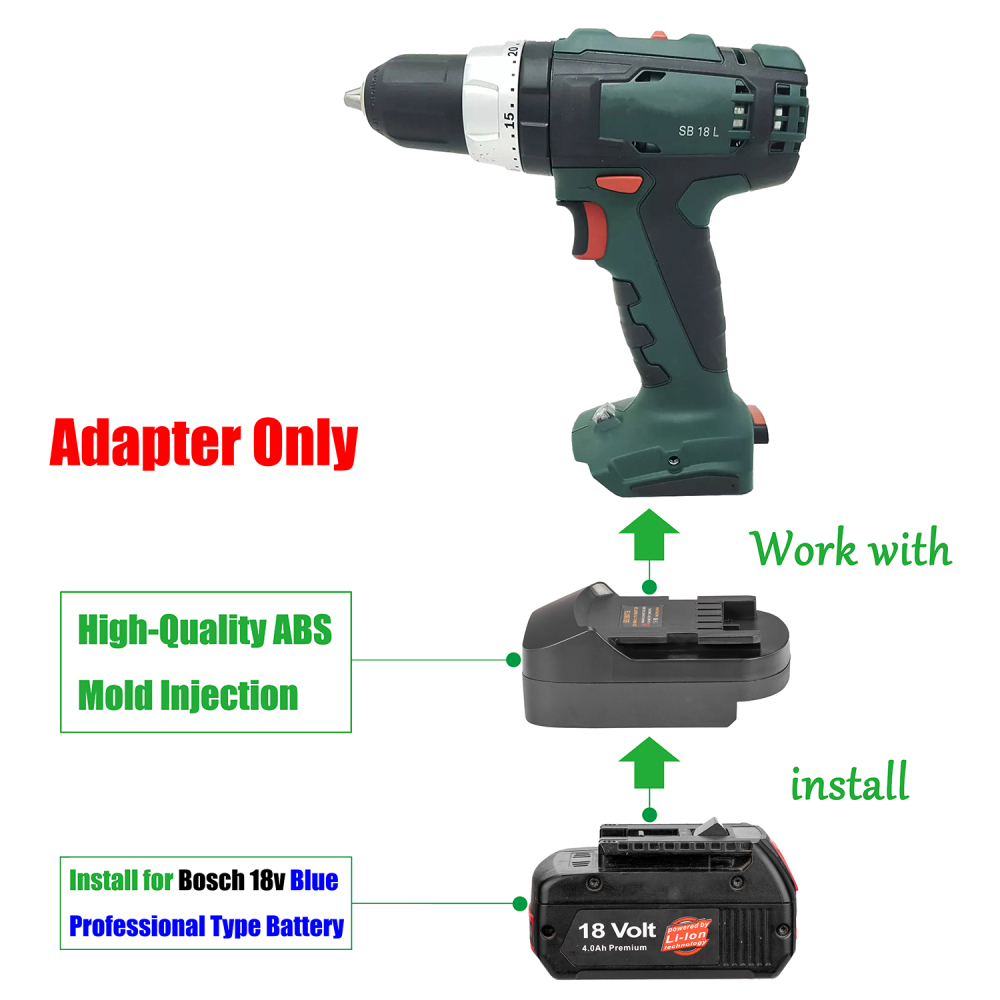1x Adapter for Bosch 18v Li-Ion Battery To for Older Metabo (Not HPT) CAS (5 Pins) Tools