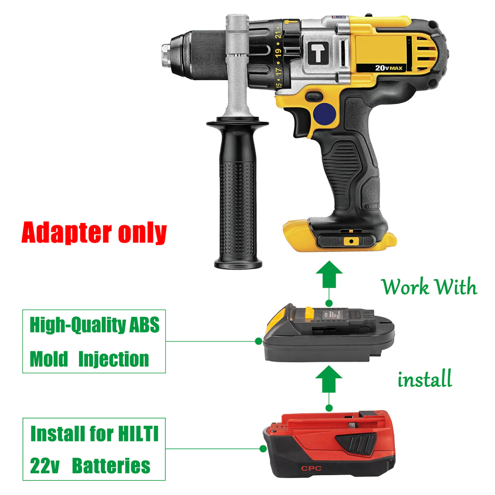 1 Adapter for HILTI 22V Batteries to Power DeWalt 20V MAX XR Tools –  No Charging Function – Adapter Only