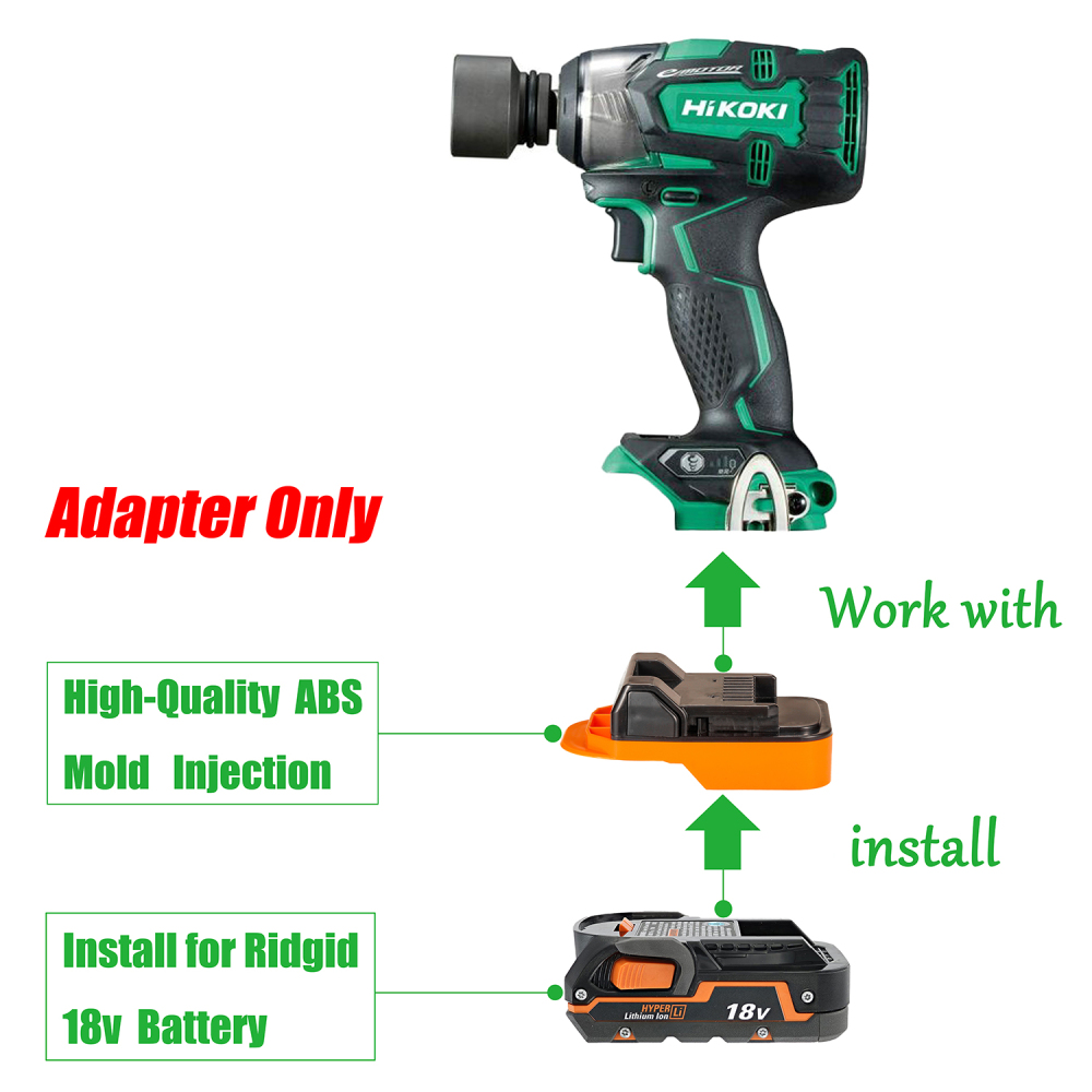 Adapter for Ridgid / AEG 18V Batteries to Power Metabo HPT 18V Tools (Power Only)