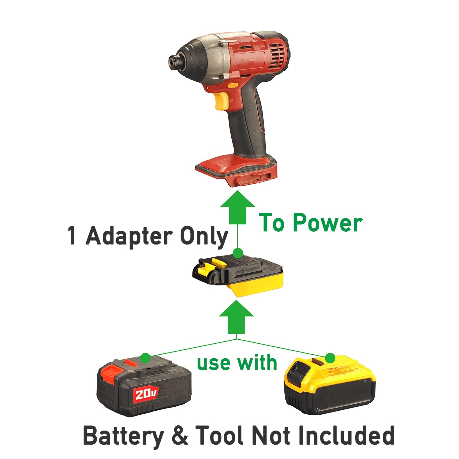 1 Adapter for DeWalt & Bauer 20V Battery to Power for Chicago Electric 18V Tools