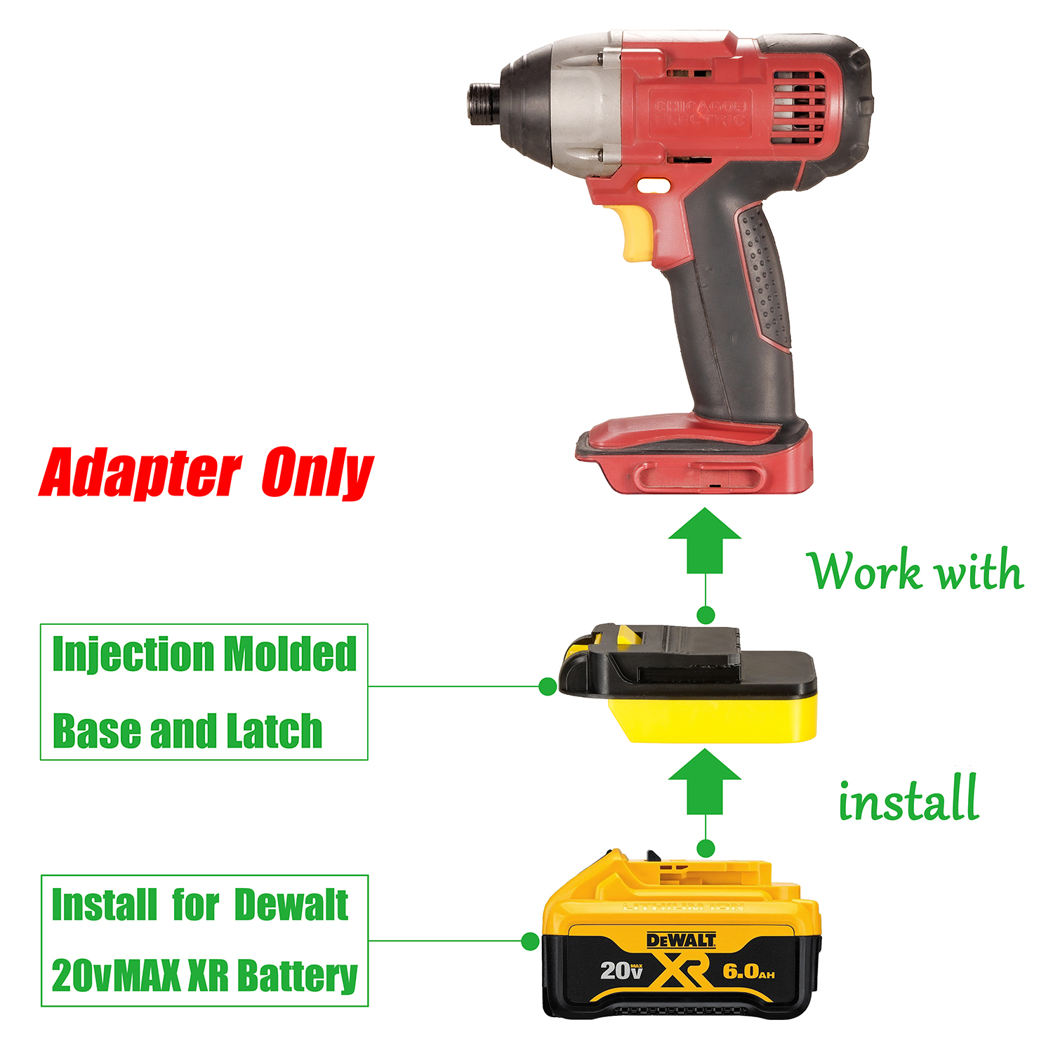 1 Adapter for DeWalt 20V MAX XR Battery To Power for CHICAGO ELECTRIC 18V Tools
