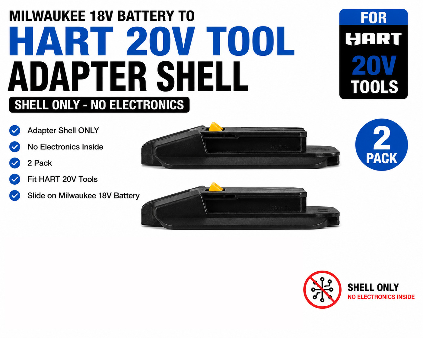 Replacement Front Panel for Milwaukee M18 Battery to HART 20V Tool Adapter (2 Pack)