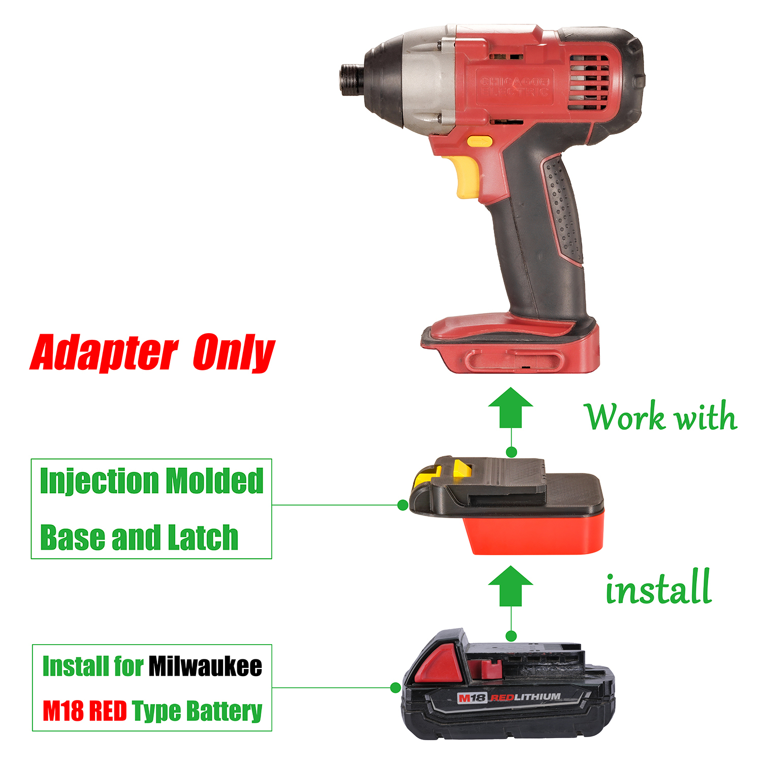 1 Adapter for Milwaukee M18 Battery to Power for CHICAGO ELECTRIC 18V Type Tools