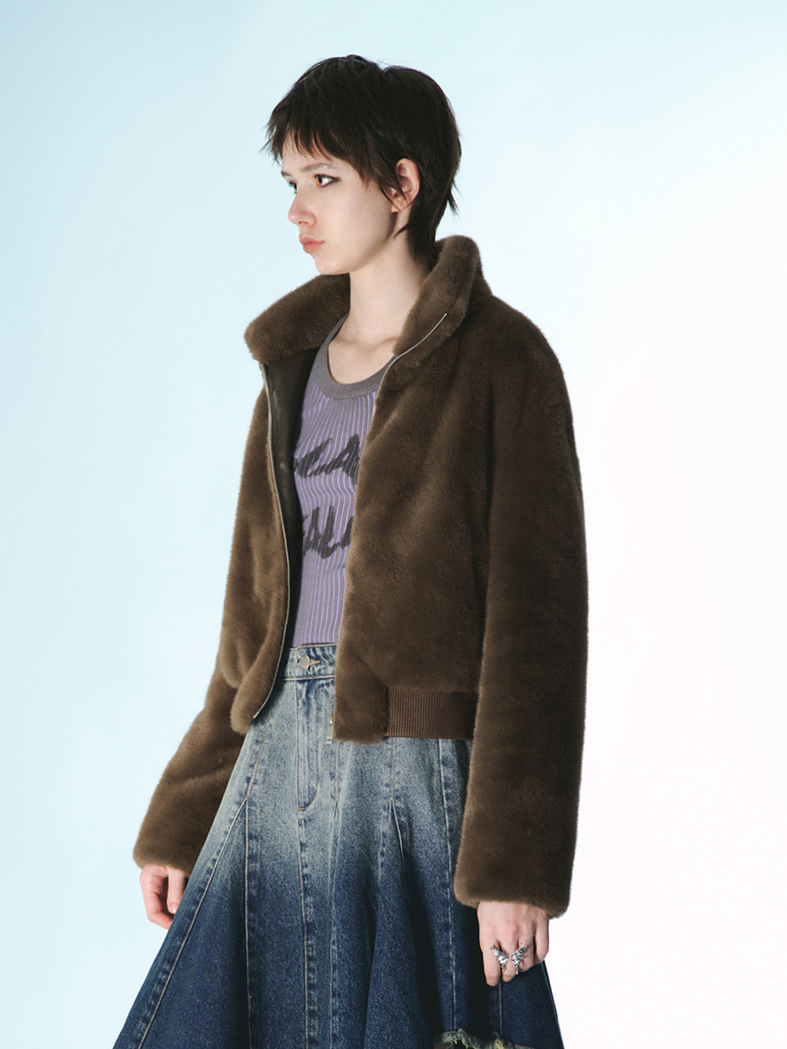 Women's stand collar loose coat