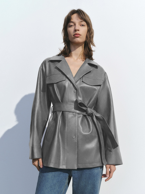 Women's detachable belt jacket