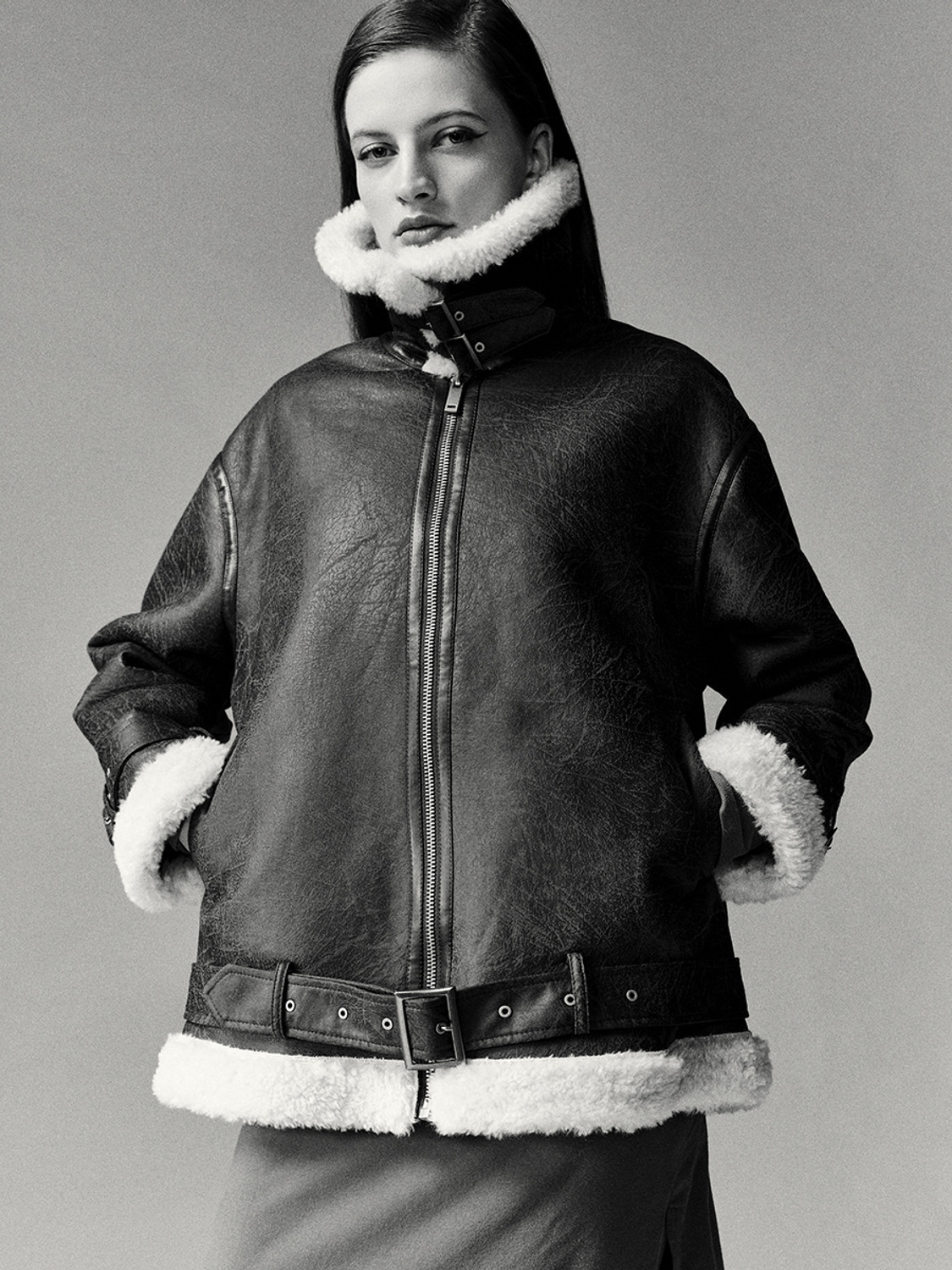 Women's fleece lapel coat