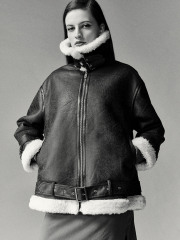 Women's fleece lapel coat
