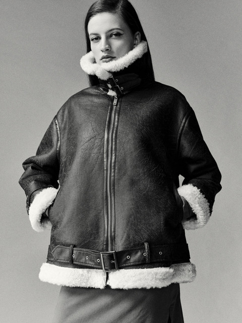 Women's fleece lapel coat