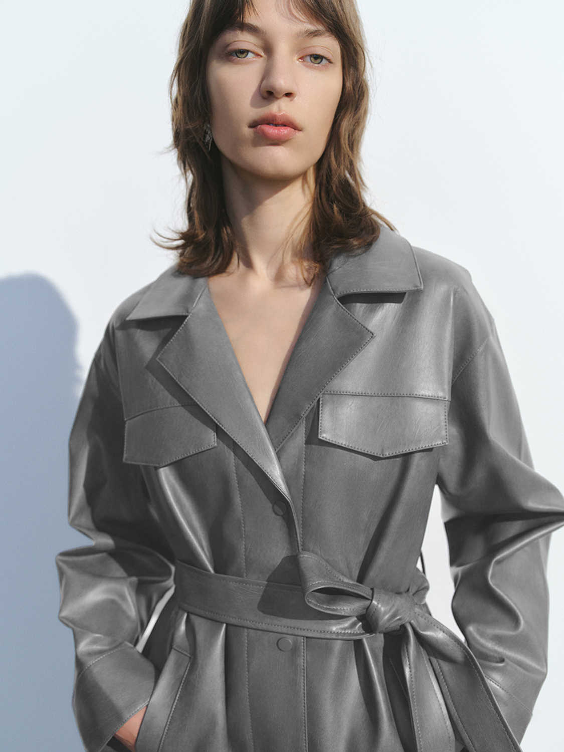 Women's detachable belt jacket
