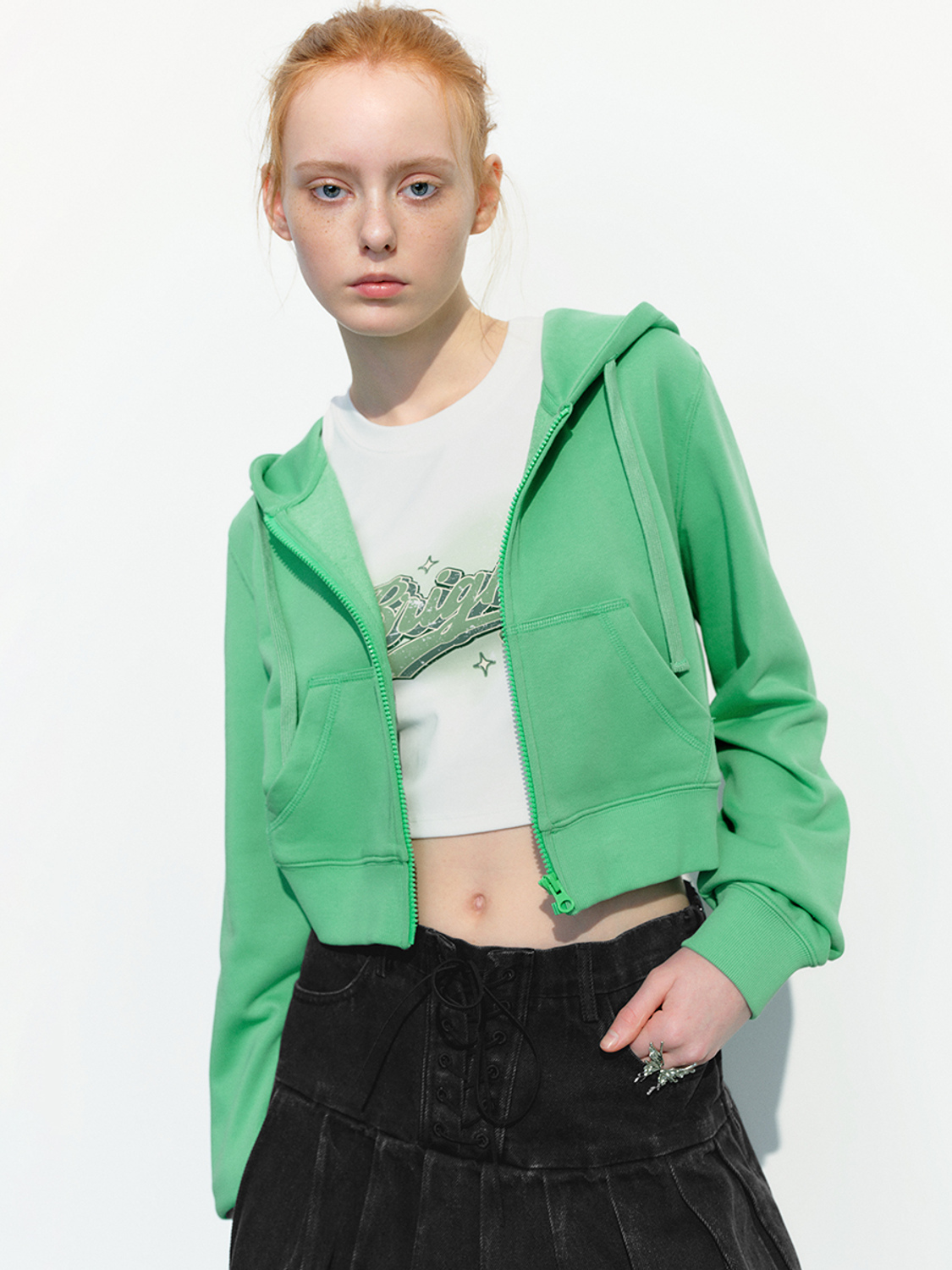 Women's hooded drawstring jacket