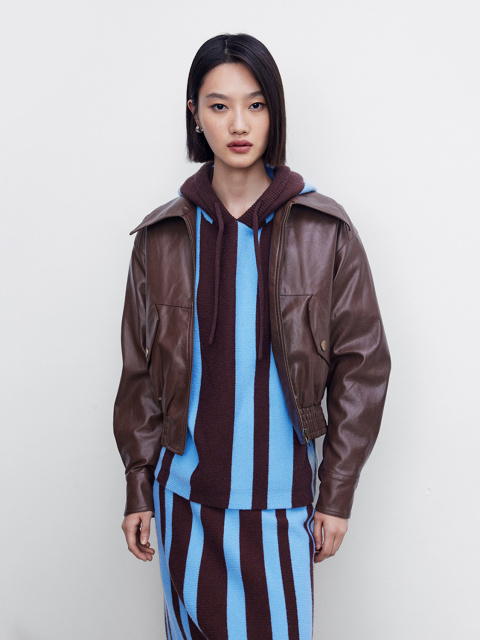 Women's motorcycle lapel jacket