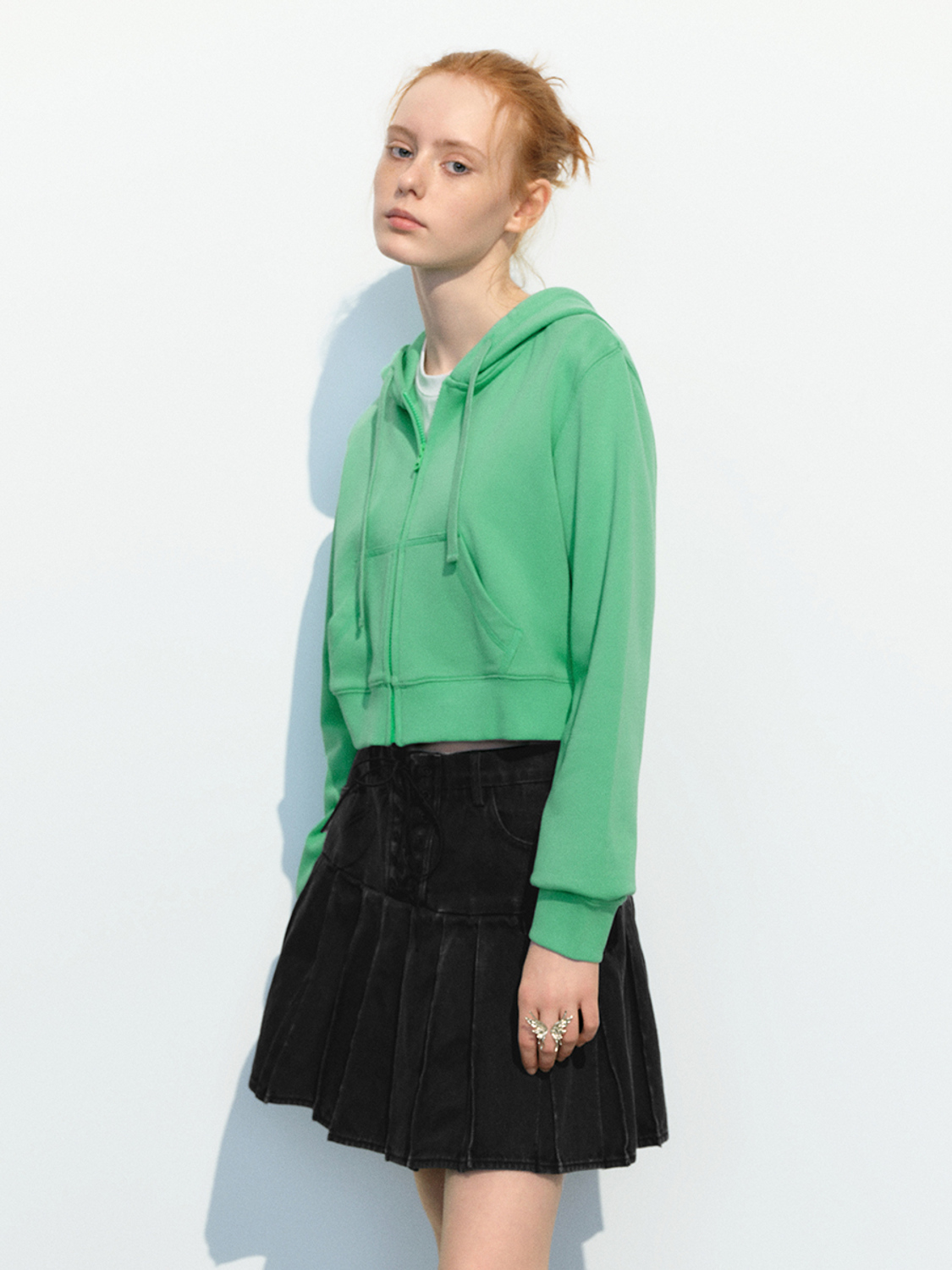 Women's hooded drawstring jacket