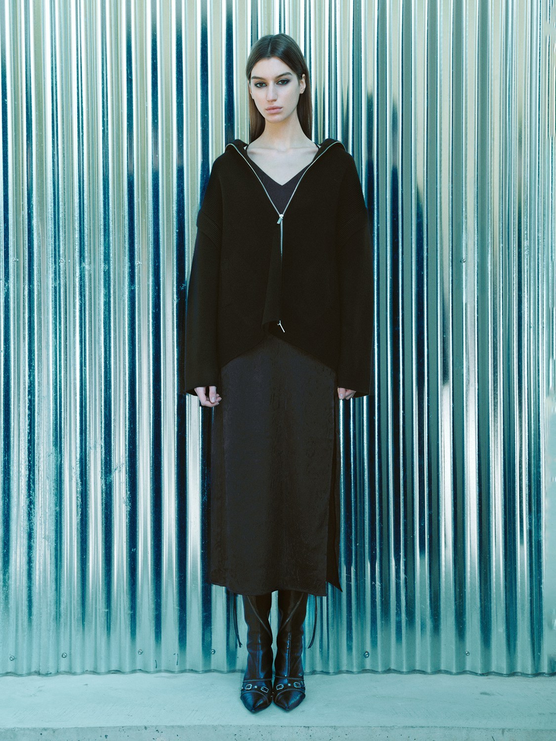 Women's double-zip knit cardigan
