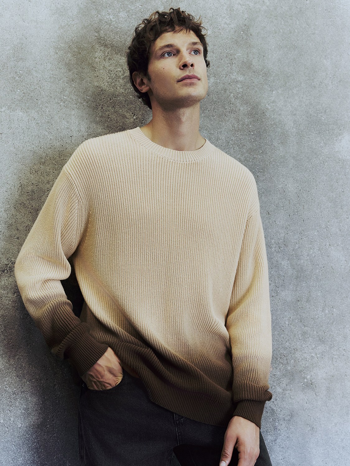 Men's crew neck tie-dyeing sweater