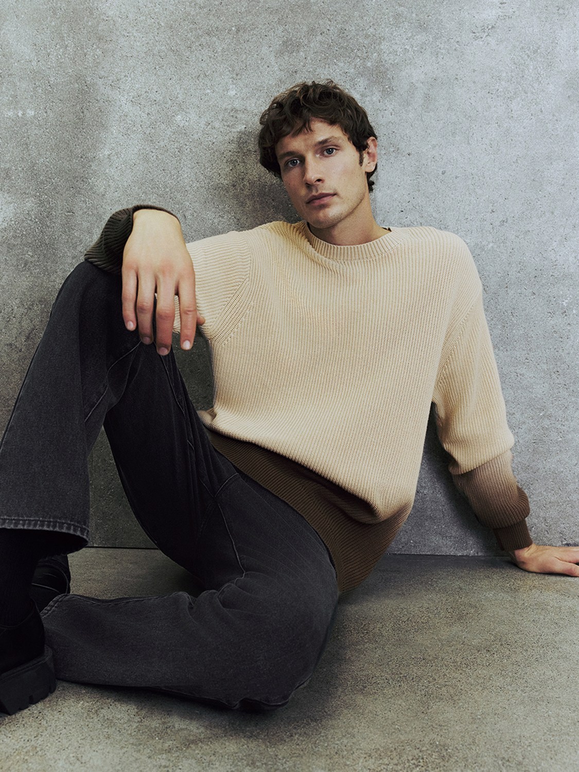 Men's crew neck tie-dyeing sweater
