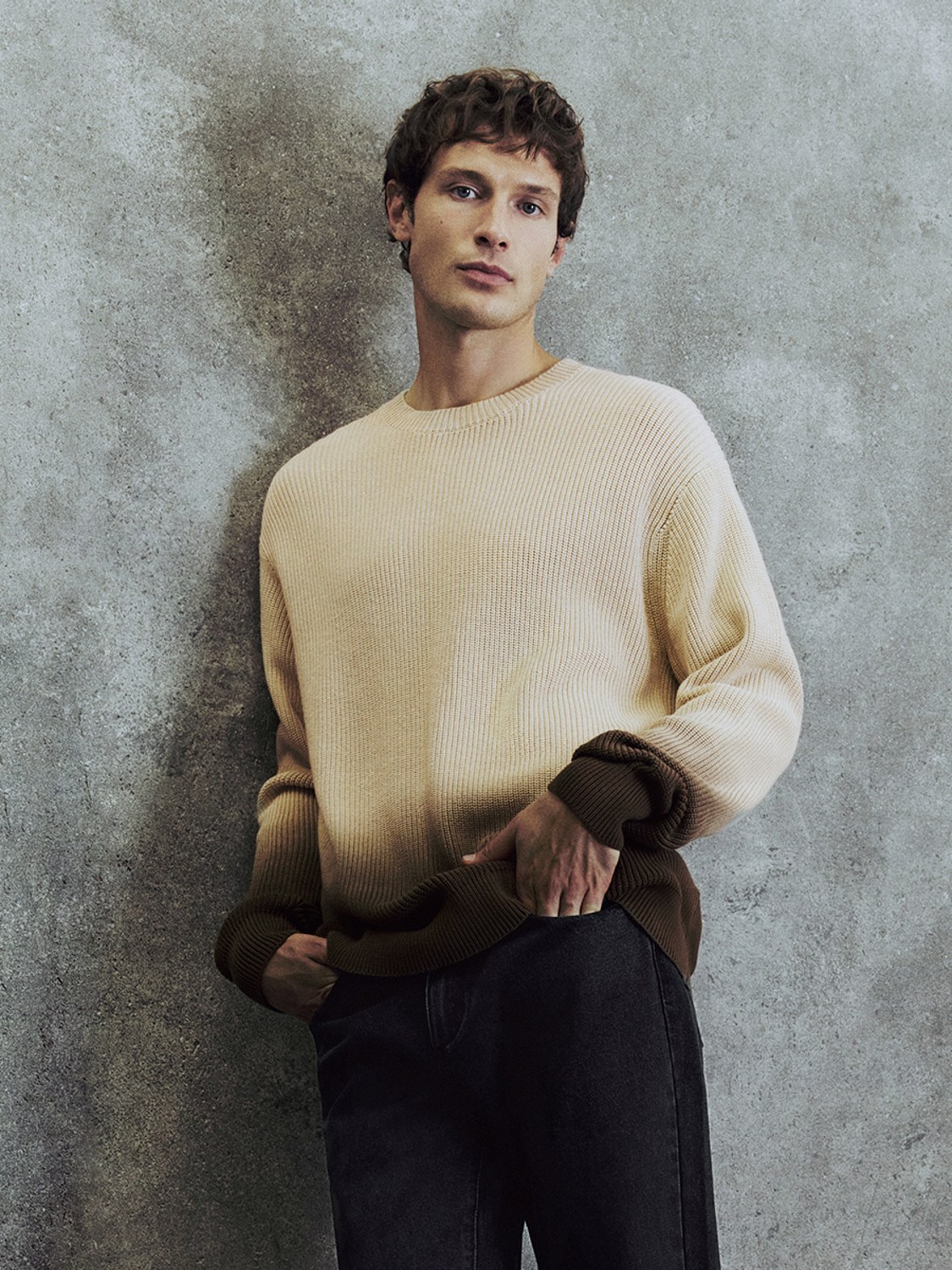 Men's crew neck tie-dyeing sweater