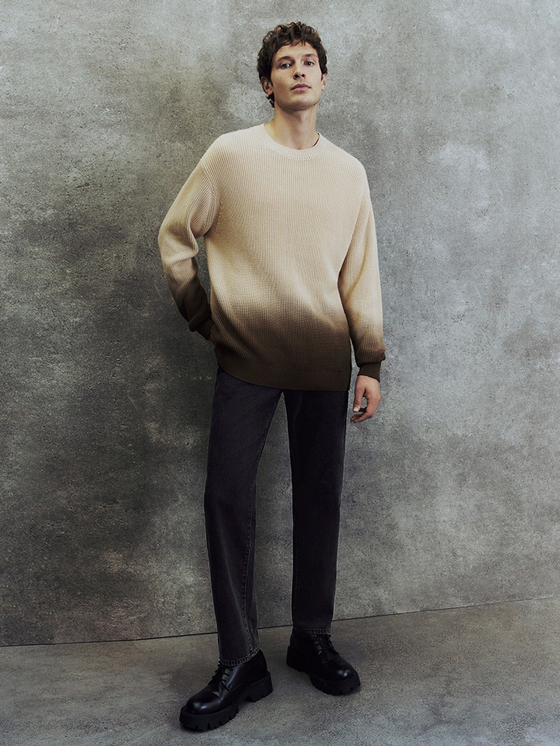 Men's crew neck tie-dyeing sweater