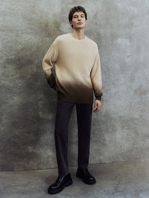 Men's crew neck tie-dyeing sweater
