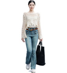 Women's hollow cropped knitwear