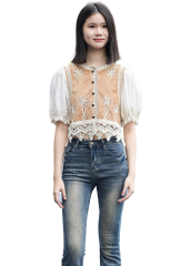 JUBAODI Crew neck cropped top
