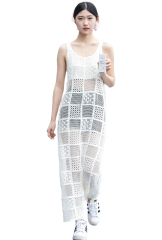 JUBAODI Women's long knitted hollow sweater