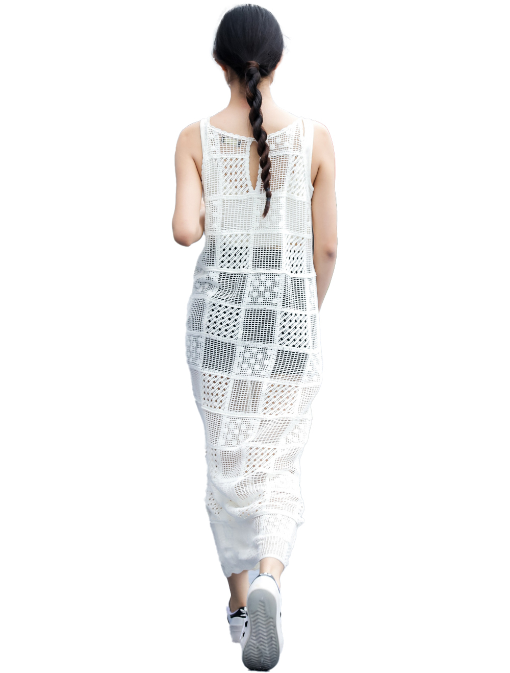 JUBAODI Women's long knitted hollow sweater