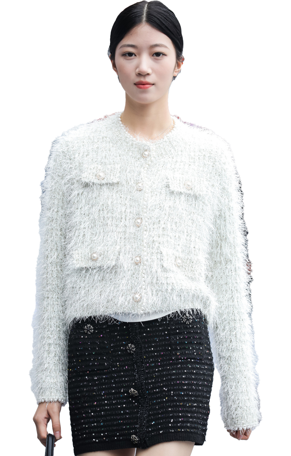JUBAODI Tassel glitter ladies top sequin plus ladies skirt
