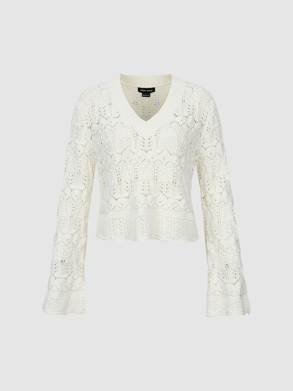 Elegant V-neck Design Textured Women's Knitwear