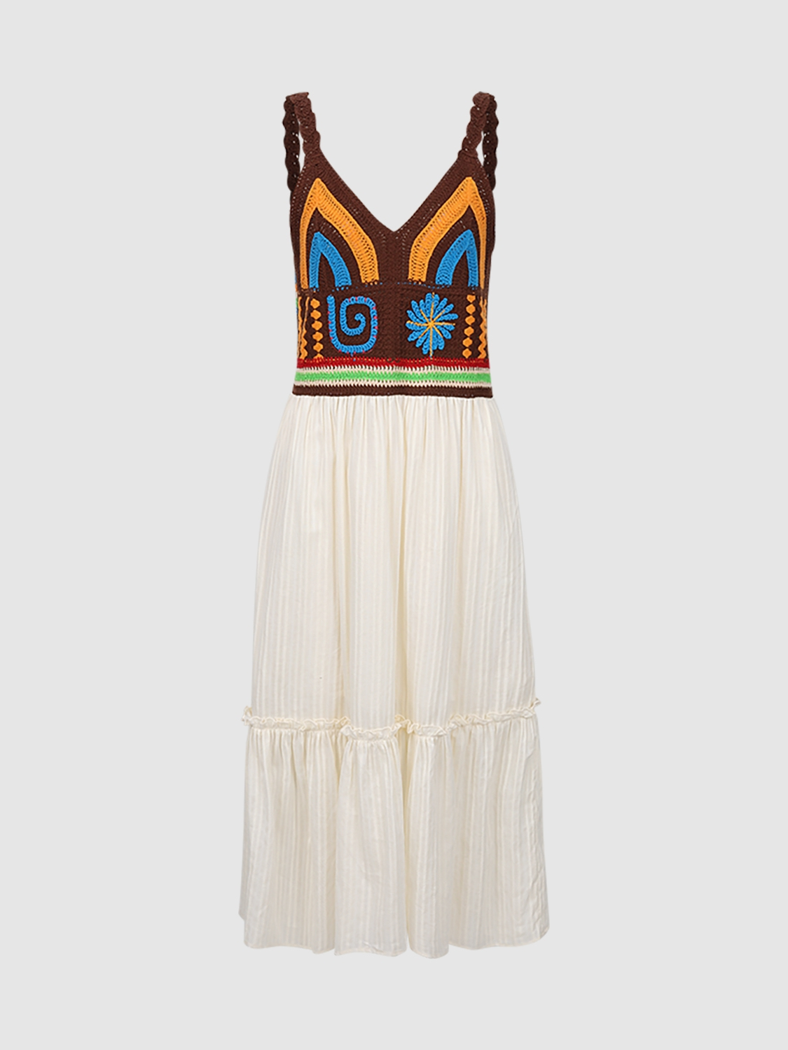 Fashion Colorful Women's Knitted Suspender Textured Gauze Dress