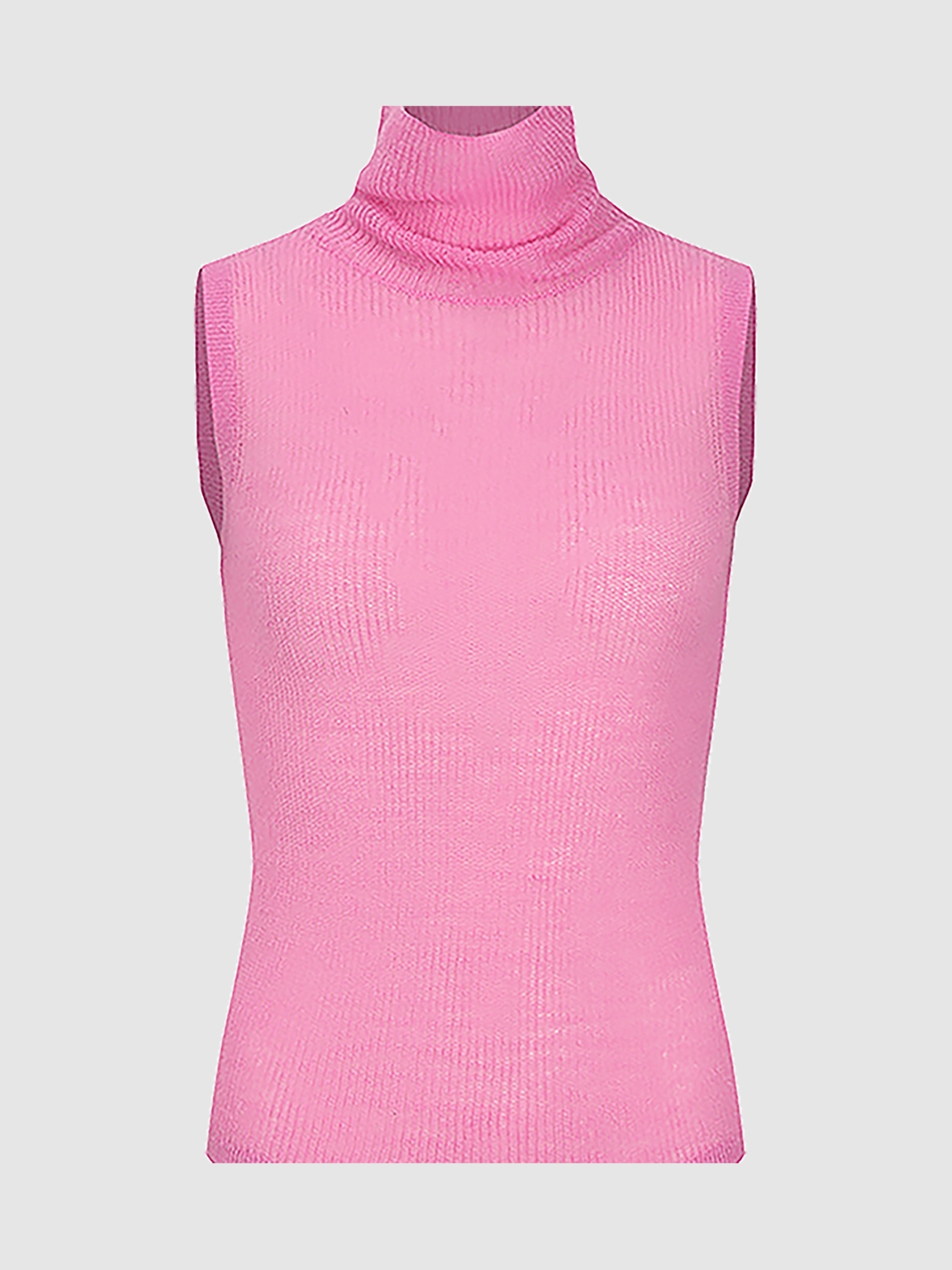 Sweet Pink Girly High Neck Sleeveless Knit