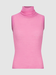 Sweet Pink Girly High Neck Sleeveless Knit