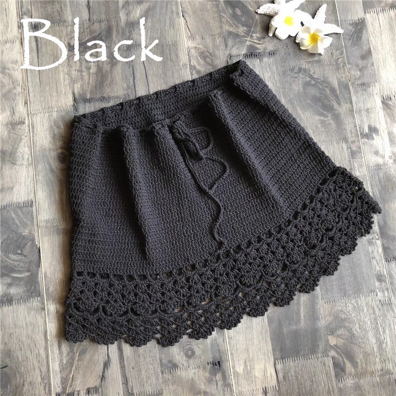 Holiday seaside hand-woven hip wrap knitted beach skirt Swimsuit cover skirt A-line skirt Bikini cover skirt