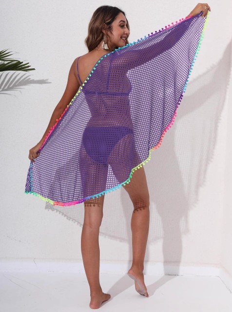 Beach bikini smock wrap skirt multi-wear fringe patchwork one-piece shawl swimsuit cover skirt