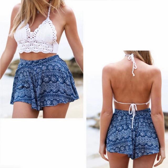 Hand Hook white knit bikini Wrap Breast women fashion vacation travel seaside spa two-piece swimsuit