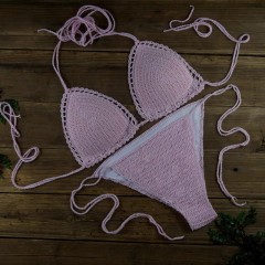 Sexy beach vacation bikini strappy hand-knitted knitted bikini set for women