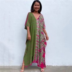 Bikini blouse Europe and the United States loose rayon printed swimsuit cover skirt gown holiday sunblock skirt beach blouse