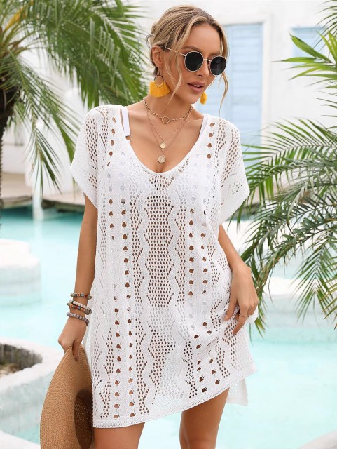 Swimsuit smock hollowed loose beach smock holiday beach sunblock knitted cover skirt cover skirt bikini outside