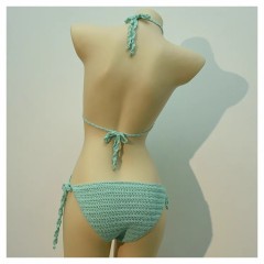 Short knit halter sexy U-neck hollowed-out split dress hot spring beach cover skirt swimsuit bikini skirt
