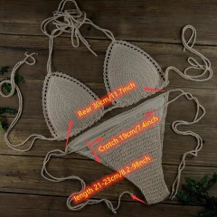 Sexy beach vacation bikini strappy hand-knitted knitted bikini set for women