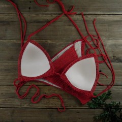 Sexy beach vacation bikini strappy hand-knitted knitted bikini set for women