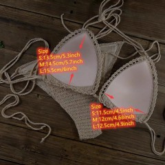 Sexy beach vacation bikini strappy hand-knitted knitted bikini set for women