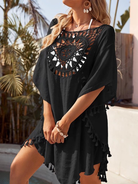 Everything with loose bikini smock beach coat women hollowed-out pullover hot spring smock seaside sun protection swimsuit