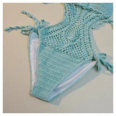 Short knit halter sexy U-neck hollowed-out split dress hot spring beach cover skirt swimsuit bikini skirt