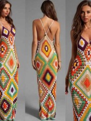 Sanya Bali resort beach long dress swimsuit smock matching color knitted wedding seaside dress bikini cover skirt